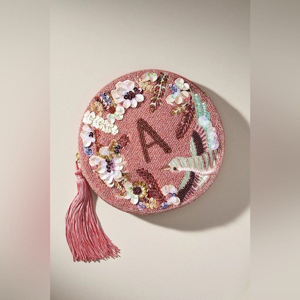 Anthropologie Holiday Monogram Embellished Pouch - Picture 5 of 9